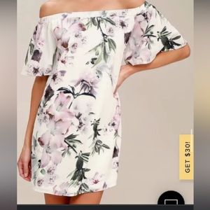 Lulus white with purple floral dress